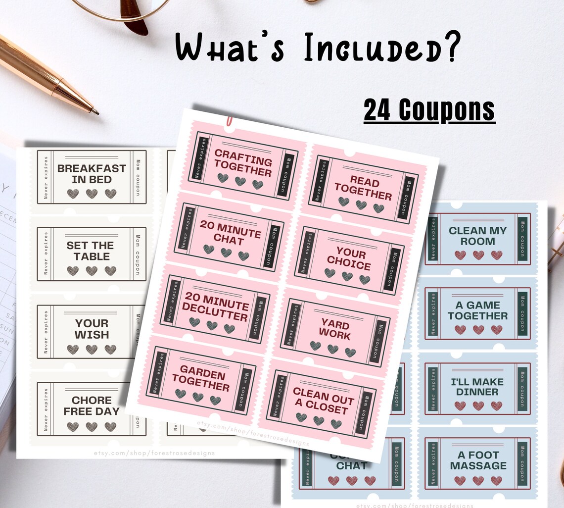 Digital Coupon Book for Mom - Printable Mother's Day Coupons - Coupons ...