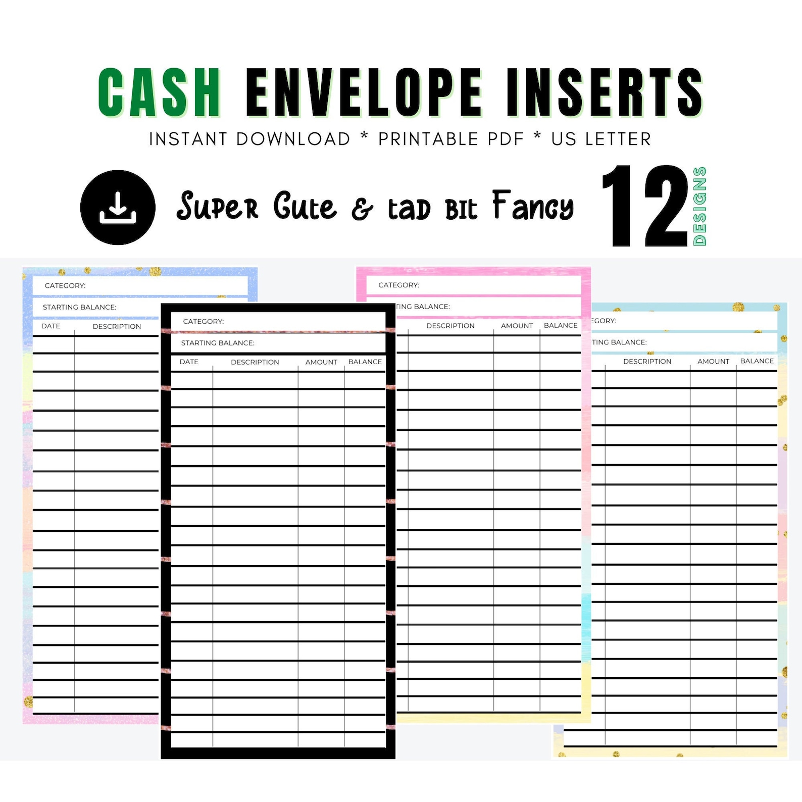 Fancy Printable Cash Envelope Inserts Money Envelope System | Etsy