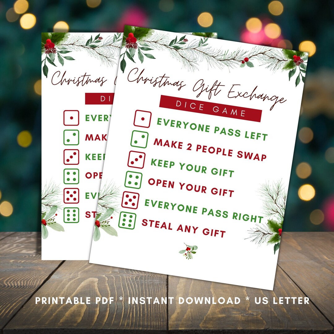 Christmas Gift Exchange Game, Christmas Games Printable, Christmas Gift