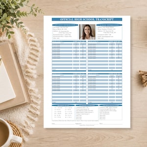 EDITABLE High School Transcript Template | HOMESCHOOL Transcript Canva Template | Printable PDF Instant Download