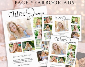 Editable Yearbook Ad Templates | Full, Half and Quarter Page | Graduation Tribute Page | Personalized Senior Yearbook Ads (Canva Template)