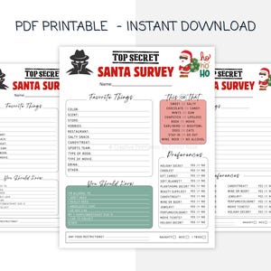 Fragebogen zu Weihnachten | Wichtelübersicht | Wichtelbörse | Weihnachten Printable | Urlaub Party einladen