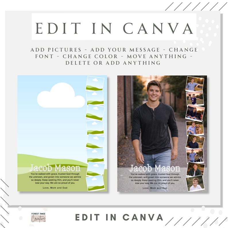 Full Page Yearbook Ad Template Editable Canva | Senior Graduation Shout ...