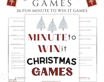 Christmas Minute to Win It Games | Holiday Party Games for Kids Teens Adults | Family Christmas Games Printable