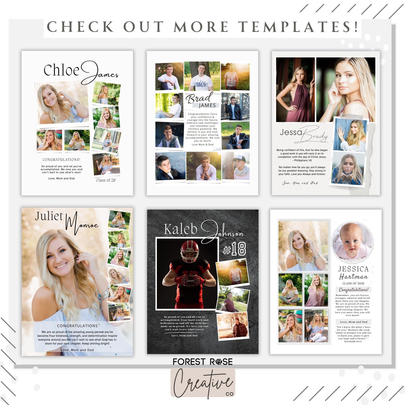 Editable HALF PAGE Yearbook Ad, DIY Personalized High School Grad ...