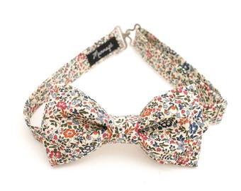Floral Liberty bow tie, Katie and Millie bistre, pre-tied and adjustable, accessory, wedding