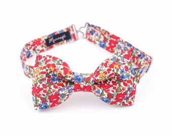 Liberty bow tie, "Emma and Georgina" red, adjustable, pre-tied, men's bow tie, wedding accessory