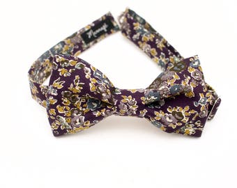 Liberty bow tie, plum "Tatum", purple, ruler, pre-knotted, men's bow tie, wedding accessory