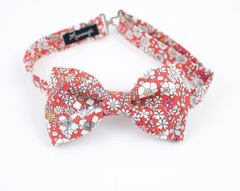 Bow tie in Liberty, "June's meadow", adjust, bow tie man vermilion, wedding accessory