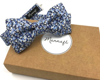 Blue Liberty "Pepper" butterfly knot, adjustable, men's bow tie, floral, wedding accessory