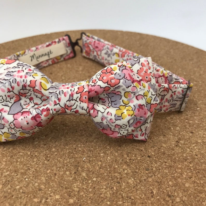 Bow tie Liberty Organic Claire Aude pink, adjustable, men's bow tie, wedding accessory, organic cotton image 3