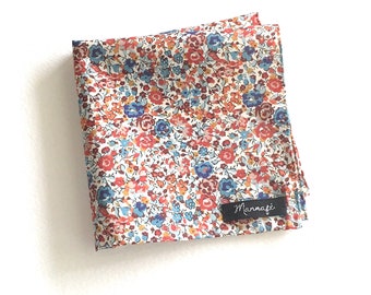 Pochette de costume en Liberty "Emma and Georgina chesnut", Mouchoir de poche, Accessoire mariage, Accessoire costume