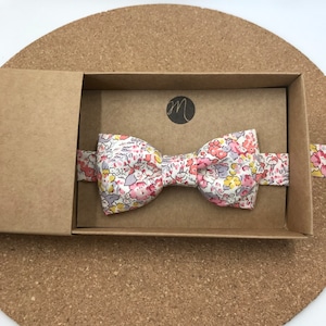 Bow tie Liberty Organic Claire Aude pink, adjustable, men's bow tie, wedding accessory, organic cotton image 1