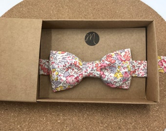 Bow tie - Liberty Organic Claire Aude pink, adjustable, men's bow tie, wedding accessory, organic cotton