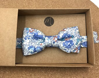 Bow tie - Liberty Organic Claire Aude Baltic, adjustable, men's bow tie, wedding accessory, organic cotton