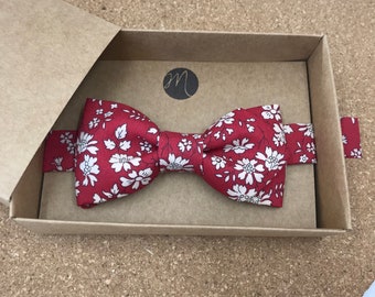 Bow tie - Liberty Capel raspberry, adjustable, men's bow tie, wedding accessory