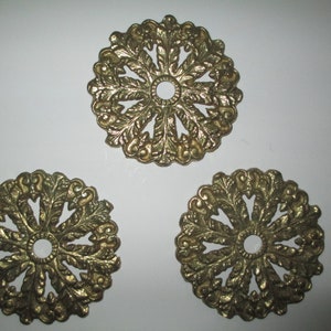 Set of 3 Antique lighting recast solid brass bobeches / escutcheons / breaks