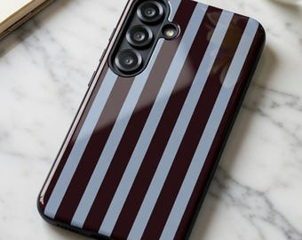 Burgundy red blue stripe Galaxy S26 Phone Case, Glossy Finish