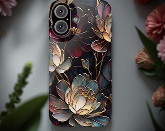 Dark Academia Flower phone case, iPhone 17e 16 15 pro max 14 13 12 11 Pro Max, Magsafe S25 S24 S26 Ultra,  Pixel 9 10 8 7 ,Gift for Her