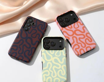Abstract Squiggle Phone Case, Y2K Wavy Line iPhone 17 16  15 Case, Aesthetic Gift for Her, Retro 90s Samsung  S26 S25 Pixel 9 Case
