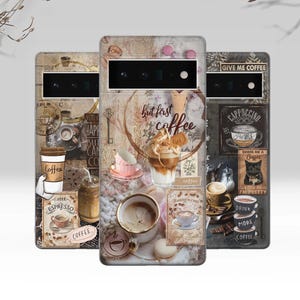 Coffee collage Phone Case for Pixel 9a,  9 pro, 10 pro xl, 8A, 7 Pro, 6A, Samsung S24, S23 FE, A55 ,A54 ,A33, A35, iPhone 15, 13 16