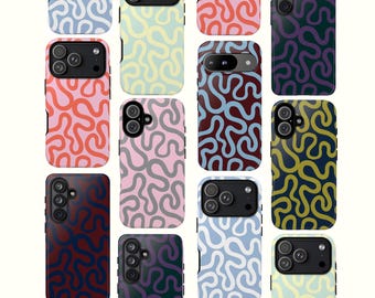 Abstract wavy line phone case for  iPhone 17 16 15 max,  Pixel 10 9, Xiaomi, Galaxy S26 S25 A55 A17