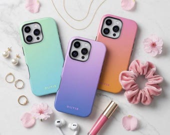Personalized Pastel Gradient Phone Case , Custom Name for iPhone 17 16 15 14 13 12 11 Pro Max, Galaxy S26 S25  Ultra A17 A37 A57, Pixel 10