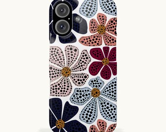 Flowers polka dots phone case,  Protective Cover for iPhone 16 Pro, Galaxy S25, Pixel 10