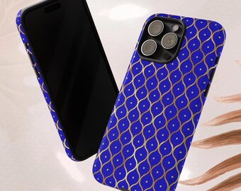 Blue gold elegant phone case  Samsung Galaxy A17, A26 , A36 ,A55 S25, S24FE, S23FE,S22,S26, iPhone 17 ,Pixel 10, 9 Pro XL