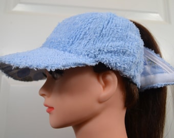 Baby Blue Chenille Wrapcap: Ponytail Visor, Chic Activewear