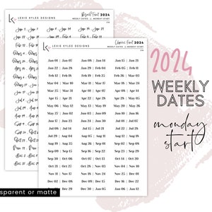 2024 Weekly Dates  ||  Monday Start  [218]