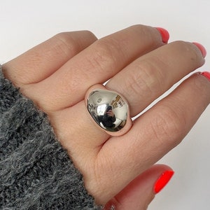 100% #182 925 Sterling Silver Adjustable Ring | Chunky Statement Style Plain Irregular | Geometric | Tarnish Free Dainty | Hypoallergenic