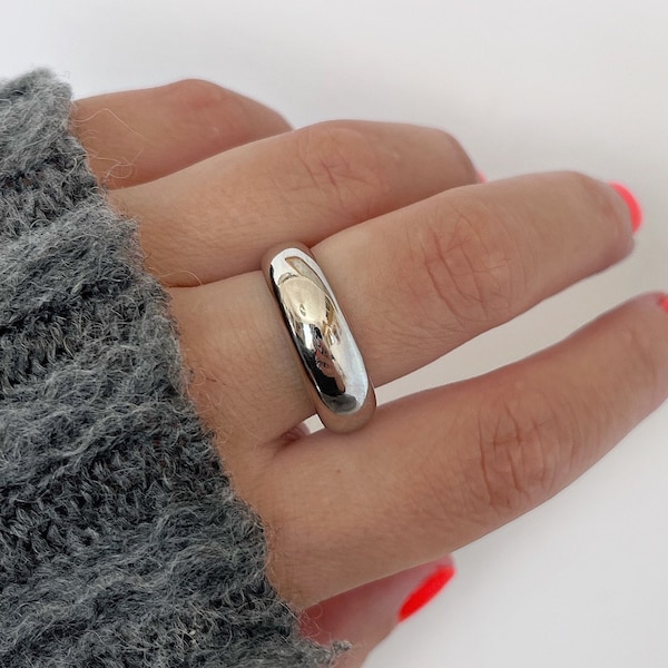 925 Sterling Silver Ring | #65 | Adjustable Statement Style Band | Plain Irregular | Chunky Basic | Dainty | Hypoallergenic