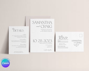 Wedding Invitation, Editable with Canva, Printable Wedding Invitation
