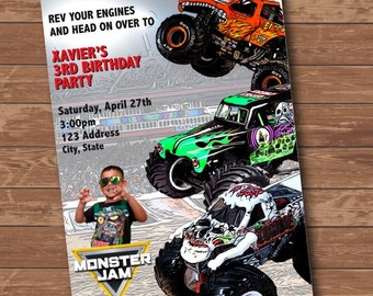 Monster Truck Birthday Invitation -PRINTABLE -zombie -grave digger -el torro loco -monster truck party theme -monster jam