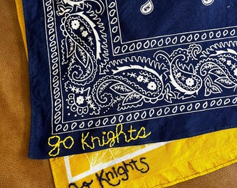 Embroidered Bandana, Custom Handkerchief, Hand Embroidered Bandana, personalized Bandana, personalized bolo, Go Knights Bandana, knights