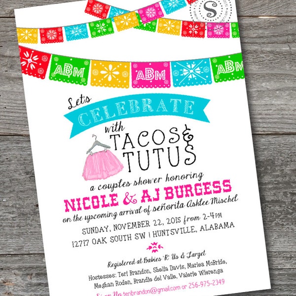 Tacos and Tutus Baby shower -Tutus and Tacos baby shower -Couples Baby Shower -Mexican themed baby shower - CUSTOM -Baby Shower -senorita