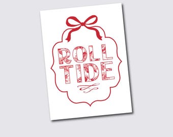 Roll Tide 11x14 Digital Print, Bama, Alabama, Roll Tide, Dorm Print, Coquette, Crimson & white flowers, grand millennial print, toile
