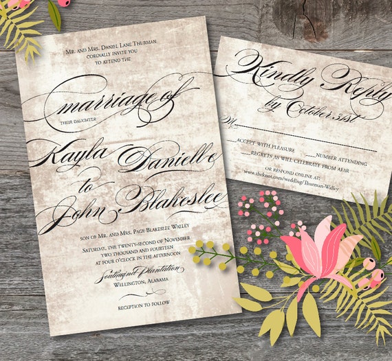 Wedding Invitation PRINTABLE Rustic Wedding Invitation | Etsy