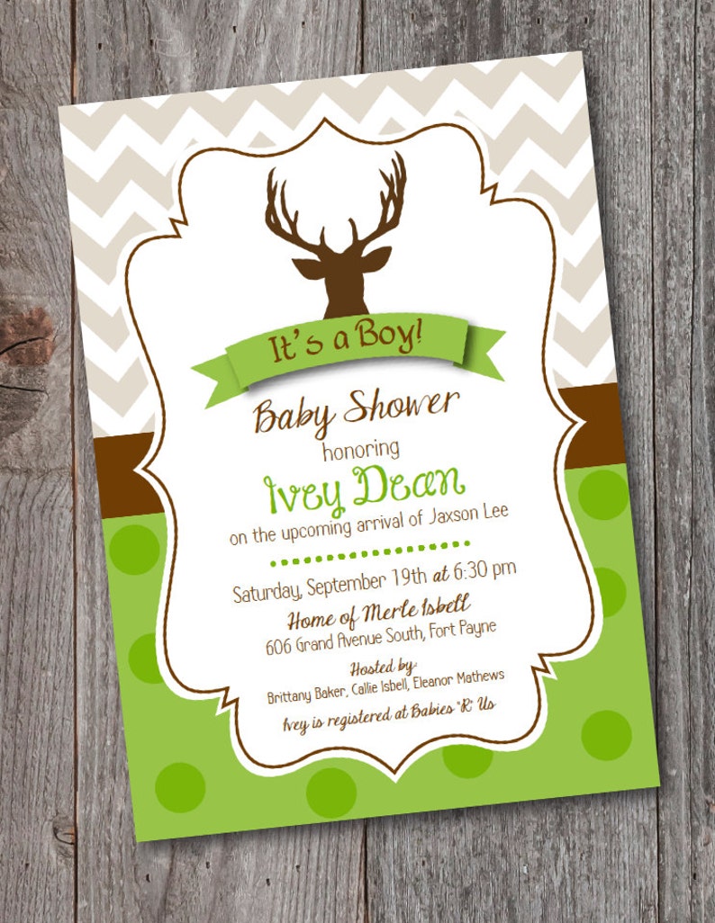 Deer head Invitation Deer Baby Shower Deer Theme PRINTABLE | Etsy