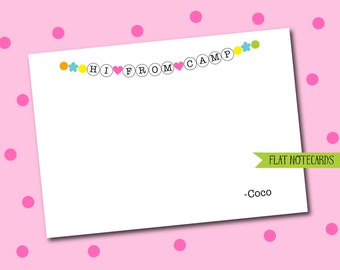 Friendship Bracelet Custom Notecards -Personalized Notecards -name bracelet -Friendship Bracelet -Summer Camp Note cards Hi from camp