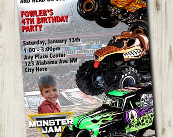 Monster Truck Birthday Invitation -PRINTABLE -grave digger -el torro loco -monster mutt  -monster truck party theme -monster jam