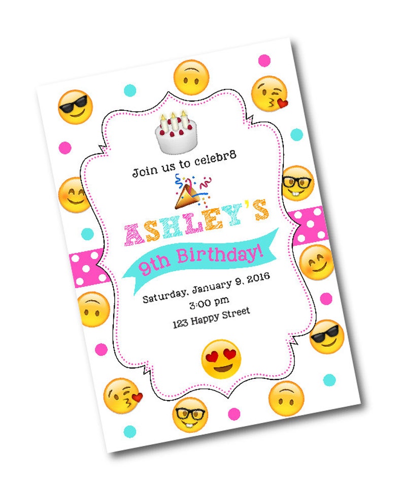 Emoji Birthday Party Invitation emoji Birthday Party emoji - Etsy