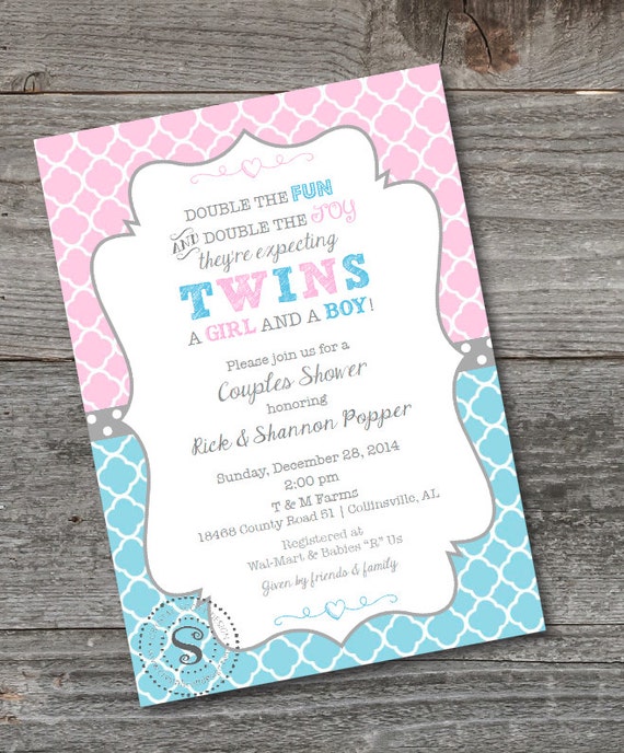 etsy twin baby shower invitations