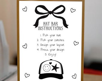 Trucker Hat Bar Instruction Printable