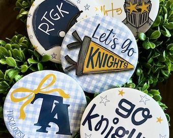 Game Day Spirit Buttons | Mascot | Knights | TA | Custom Spirit Buttons | Pin Back | Magnetic Buttons
