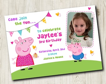 Peppa Pig Birthday Party Invitation -Peppa Pig Birthday Party -Peppa Pig -PRINTABLE -Peppa Pig Photo Invitation -George Pig