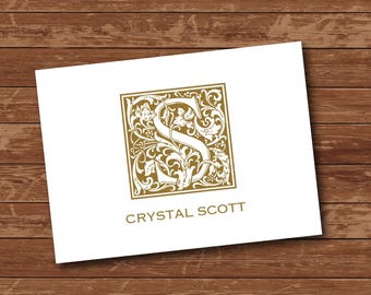 Custom Initial Notecards -Personalized Notecards -Folded Note cards -Notecards -Custom Notecards -Decorative Font -Monogrammed cards -name
