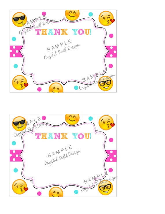 Items similar to Emoji Thank you card, Emoji birthday thank you card on ...