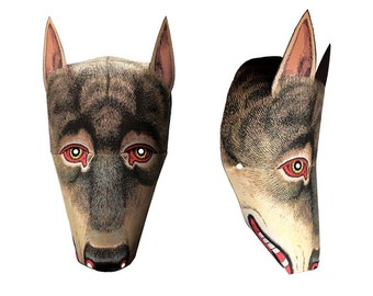 Paper Mask Wolf Dog Printable Digital Download 11" x 17"
